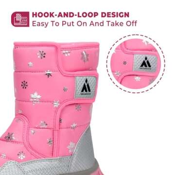 Mishansha Kids Snow Boots for Girls Boys Warm Fur Lined Toddler Winter Boots Water Resistant Outdoor Slip Resistant Cold Weather Snow Shoes Pink 7.5