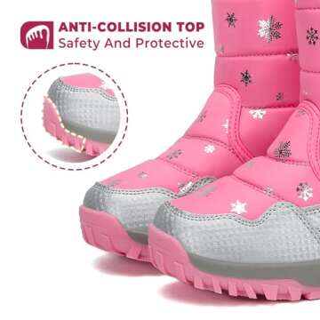 Mishansha Kids Snow Boots for Girls Boys Warm Fur Lined Toddler Winter Boots Water Resistant Outdoor Slip Resistant Cold Weather Snow Shoes Pink 7.5