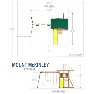 Backyard Discovery Mount McKinley All Cedar Wood Swing Set, Playground for All Kids Age 3-10, Rock Wall, Wave Slide, Fort, Double Rock Climber and Rope