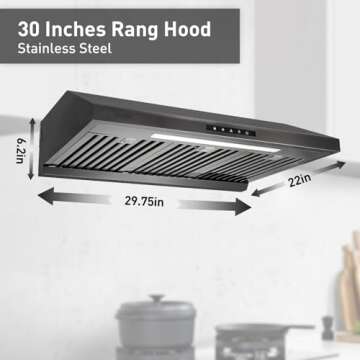 Vesta Arlington 30" Under Cabinet Range Hood - 850 CFM with Turbo Motors