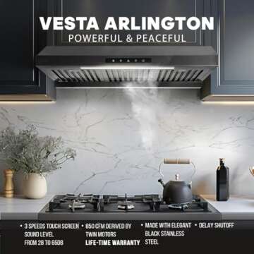 Vesta Arlington 30" Range Hood - 850 CFM Turbo Power