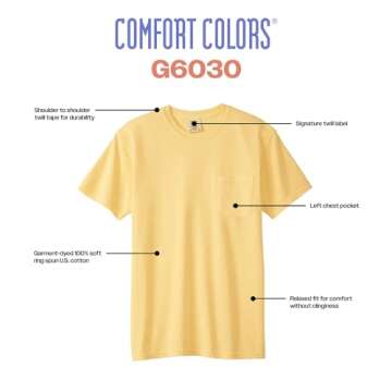 Comfort Colors Adult Short Sleeve Pocket Tee, Style G6030, Ice Blue, Large