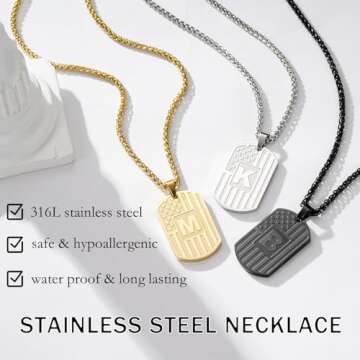 Stylish Initial J Necklace for Men with Flag Design