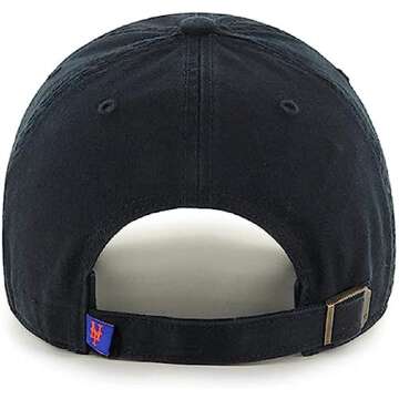 47 MLB Black White Clean Up Adjustable Hat Cap, Adult One Size (New York Mets Black)