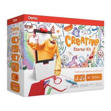 Osmo Creative Starter Kit - 3 Educational STEM Games for Ages 5-10, Drawing & Physics - For Fire Tablets