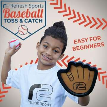 Toss and Catch Ball Set: Easter Basket Stuffers & Kids Baseball Training Glove Toy Paddle - Baseball Games for Kids - Easter Gifts for Boys & Girls - Velkro Ball and Catch Game - Outdoor Toy for Kids