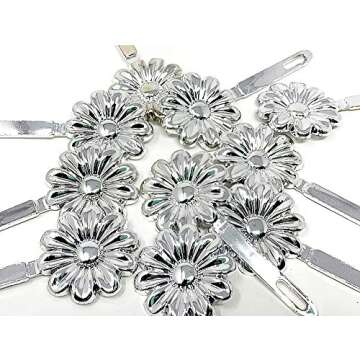 Tara Girls Self Hinge Plastic Mulit Design Hair Barrettes Selection (Flower Silver)