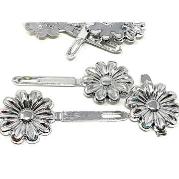 Tara Girls Self Hinge Plastic Mulit Design Hair Barrettes Selection (Flower Silver)