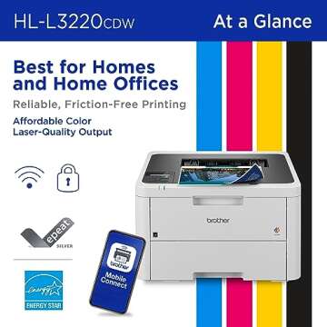 Brother HL-L3220CDW Wireless Compact Digital Color Printer with Laser Quality Output, Duplex and Mobile Device Printing | Includes 2 Month Refresh Subscription Trial¹, Amazon Dash Replenishment Ready