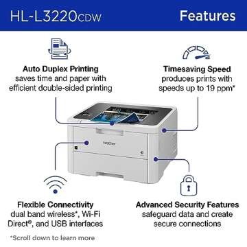 Brother HL-L3220CDW Wireless Compact Digital Color Printer with Laser Quality Output, Duplex and Mobile Device Printing | Includes 2 Month Refresh Subscription Trial¹, Amazon Dash Replenishment Ready