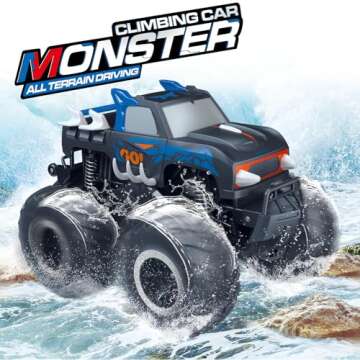 Threeking 1:16 Waterproof Monster Truck Pickup Toys RC Cars Remote Control Car Truck Toys 4WD All Terrain Off-Road Car Toy Gifts Presents 6 7 8 9 10 11 12 Year Old Kids Boys Girls Toys