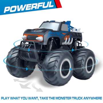 Threeking 1:16 Waterproof Monster Truck Pickup Toys RC Cars Remote Control Car Truck Toys 4WD All Terrain Off-Road Car Toy Gifts Presents 6 7 8 9 10 11 12 Year Old Kids Boys Girls Toys