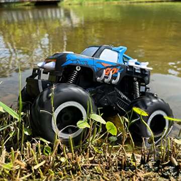 Threeking 1:16 Waterproof Monster Truck Pickup Toys RC Cars Remote Control Car Truck Toys 4WD All Terrain Off-Road Car Toy Gifts Presents 6 7 8 9 10 11 12 Year Old Kids Boys Girls Toys