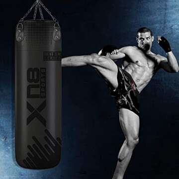 XN8 Punching Bag UNFILLED Set 4FT 5FT Heavy MMA Training with Gloves Punching Mitts Hanging Chain-Great for Kick Boxing-Martial Arts- Muay Thai