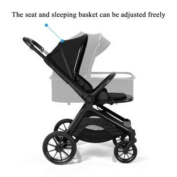 Convertible Baby Stroller with Reversible Bassinet