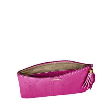 GiGi New York Handcrafted Womens Leather Uber Embossed Python Clutch Peony