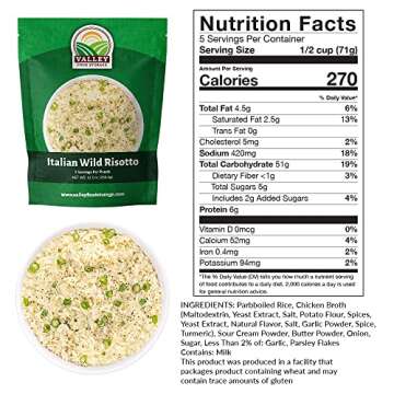 Valley Food Storage Italian Wild Risotto | 5 Servings Premium Emergency Food Supply | All Natural, Non-GMO Survival Food 25 Year Shelf Life | Camping Food, Backpacking Meals, Prepper Supplies