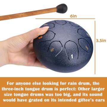 Palksky Rain Drum for Outside Garden When It Rains, 6 Inch Chakra Drum for Rain Outdoor, Upgraded Non Waterlogging 8 Notes Steel Tongue Drum Rain Chime Instrument, Nature Musical Box