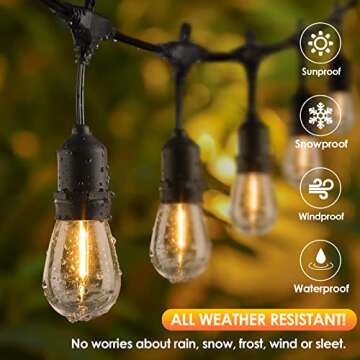 Mlambert 96FT LED Outdoor String Lights, Dimmable Waterproof Patio Lights with 30+3 Shatterproof Edison Vintage Bulb for Outside Backyard Porch Garden