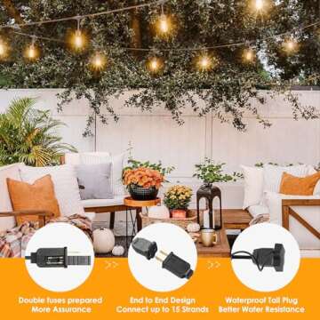 Mlambert 96FT LED Outdoor String Lights, Dimmable Waterproof Patio Lights with 30+3 Shatterproof Edison Vintage Bulb for Outside Backyard Porch Garden