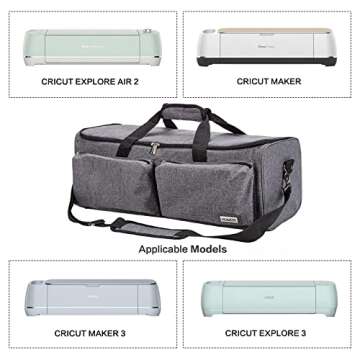 HOMEST Carrying Case Compatible with Cricut Explore Air 2, Cricut Maker, Die Cut Machine Tote, Grey (Patent Design)