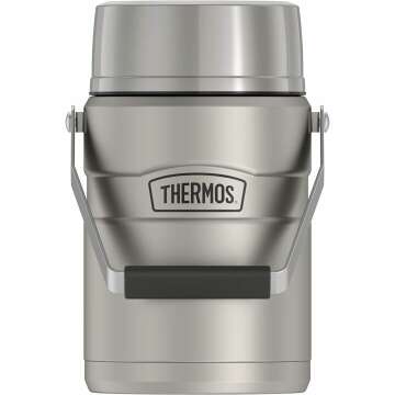 THERMOS Stainless King Vacuum-Insulated Food Jar with 2 Storage Container Inserts, 47 Ounce, Matte Steel
