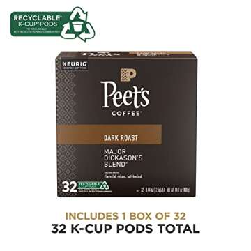 Peet's Coffee, Dark Roast K-Cup Pods for Keurig Brewers - Major Dickason's Blend 32 Count (1 Box of 32 K-Cup Pods)