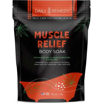 DAILY REMEDY Muscle Relief Body Soak with Epsom Salt - Made in USA - for Deep Soaking Body Aches, Muscle Pain, Joint Soreness and Tired Muscles.