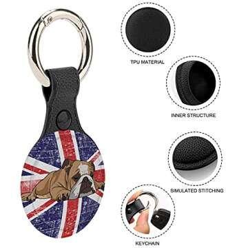 British Bulldog English Bulldog Upgrade Leather Case for AirTag Key Finder Phone Finder Anti-Scratch Protective Skin Cover with Keychain Compatible with AirTags 2021