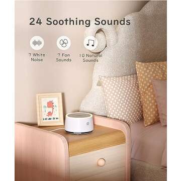 Dreamegg D1 Sound Machine Baby - White Noise Machine for Baby with Night Light, 24 High Fidelity Sounds, Timer & Memory Feature, Noise Machine with Nursery Lamps for Baby Adults, Home, Office (White)