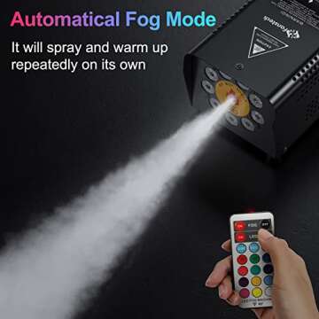 Fansteck 500W Fog Machine with 9 LED Lights - Perfect for Parties and Events