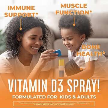 MaryRuth Organics Vitamin D USDA Organic | Vitamin D3 Liquid | Sugar Free | Liquid Vitamin D Spray Immune Support for Adults & Kids | Bone Health | Vit D3 | Vegan | Gluten Free | Non-GMO | 30 Servings