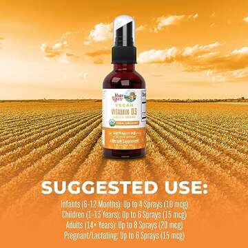 MaryRuth Organics Vitamin D USDA Organic | Vitamin D3 Liquid | Sugar Free | Liquid Vitamin D Spray Immune Support for Adults & Kids | Bone Health | Vit D3 | Vegan | Gluten Free | Non-GMO | 30 Servings