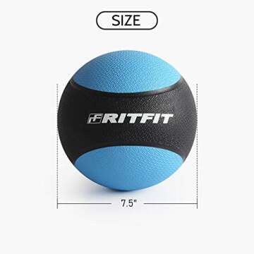 RitFit Weighted Medicine Ball - Non-Slip Rubber Shell & Dual Texture Grip - Workout Exercise Ball for Core Strength, Balance Training, Coordination Fitness - Multiple Weights & Colors