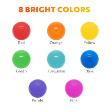 Playz Soft Plastic Mini Ball Pit Balls 50 Count - w/ 8 Vibrant Colors - Crush Proof, No Sharp Edges, Non Toxic, Phthalate & BPA Free for Baby Toddler Ball Pit, Play Tents & Tunnels Indoor & Outdoor