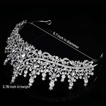 TOBATOBA Silver Wedding Crystal Tiaras and Crowns for Women, Bride Royal Queen Headband Princess Quinceanera Headpieces for Birthday Prom Pageant Party