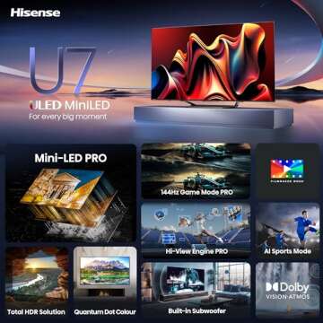 Hisense 55-Inch U7 Series Mini-LED Smart TV - 2024 Model