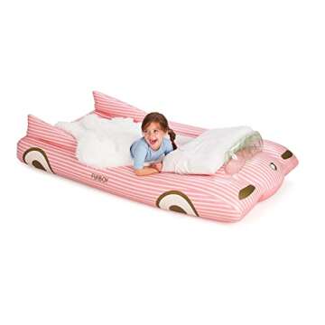 FUNBOY Kids Pink Inflatable Travel Bed & Mattress. Perfect for Sleepovers. Includes Carrying Case Storage Bag, Twin