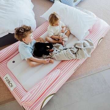 FUNBOY Kids Pink Inflatable Travel Bed & Mattress. Perfect for Sleepovers. Includes Carrying Case Storage Bag, Twin