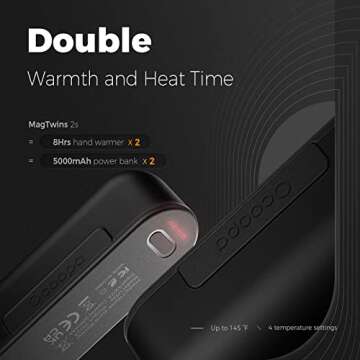 OCOOPA Magnetic Rechargeable Hand Warmers 2 Pack, 10000mAh Electric Handwarmer, 4 Levels Heat Up to 137℉, USB-C Portable Charger, Raynauds, Golf, Hunting, Gaming, Tech Gifts for Men, UT2s(MagTwins)