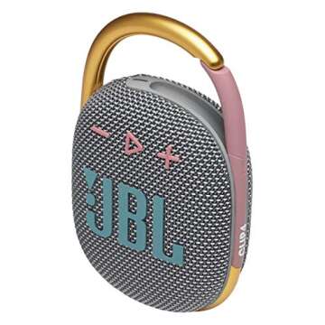 JBL Clip 4 - Portable Mini Bluetooth Speaker, big audio and punchy bass, integrated carabiner, IP67 waterproof and dustproof, 10 hours of playtime, speaker for home, outdoor and travel (Grey)