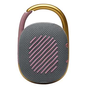 JBL Clip 4 - Portable Mini Bluetooth Speaker, big audio and punchy bass, integrated carabiner, IP67 waterproof and dustproof, 10 hours of playtime, speaker for home, outdoor and travel (Grey)