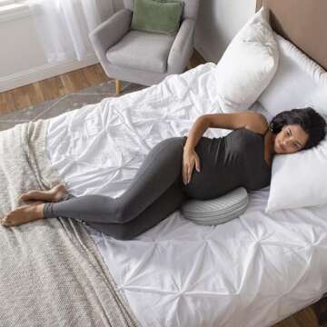 Boppy Pregnancy Pillow Wedge with Cover, Gray Stripe, Belly Support Maternity Wedge, Firm Pregnancy Wedge Pillow for Pregnancy from Line of Pregnancy Pillows for Sleeping, A Pregnancy Must Have