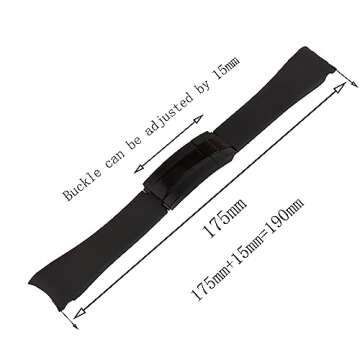 JETHENG 20mm Men's silicone watch strap for Rolex Daytona Outdoor Sports waterproof rubber watch bands wristband bracelet accessories for women's (20mm black black buckle)