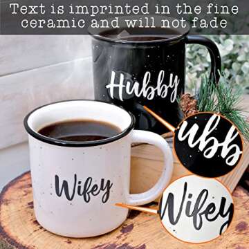 Wifey Hubby Mugs Set of 2 Coffee Mug 11 Ounce, Bride Gift, Engagement Gift, His and Hers Gift, Mr and Mrs Coffee Mug Set, Bride to Be Gift, Hubby and Wifey Mug, Mr and Mrs Cup Couples Mug