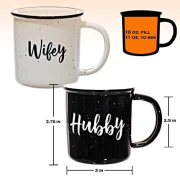 Wifey Hubby Mugs Set of 2 Coffee Mug 11 Ounce, Bride Gift, Engagement Gift, His and Hers Gift, Mr and Mrs Coffee Mug Set, Bride to Be Gift, Hubby and Wifey Mug, Mr and Mrs Cup Couples Mug