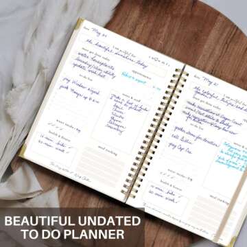 Beautiful To Do List Notebook - Aesthetic Daily Planner to Easily Organize Your Tasks And Boost Productivity - Stylish Undated Planner And School or Office Supplies For Women