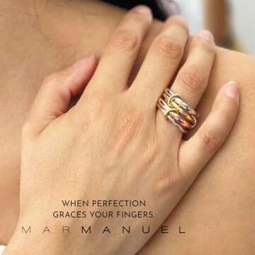 MAR MANUEL | Stackable Rings for Women | Multiple Ring with 14K Gold Plated Rings, Silver Plated Rings and Rose Gold Plated | Ring | Statement Style Design | Trendy Fashion Jewelry