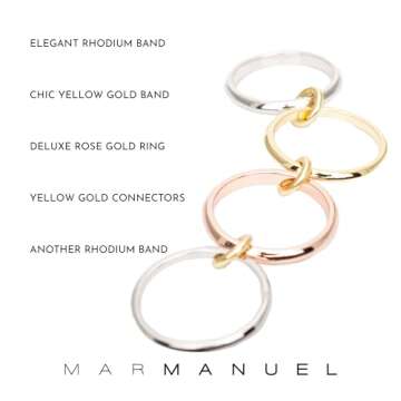 MAR MANUEL | Stackable Rings for Women | Multiple Ring with 14K Gold Plated Rings, Silver Plated Rings and Rose Gold Plated | Ring | Statement Style Design | Trendy Fashion Jewelry