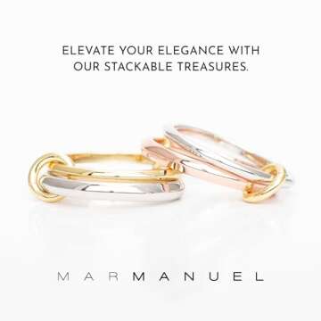 MAR MANUEL | Stackable Rings for Women | Multiple Ring with 14K Gold Plated Rings, Silver Plated Rings and Rose Gold Plated | Ring | Statement Style Design | Trendy Fashion Jewelry